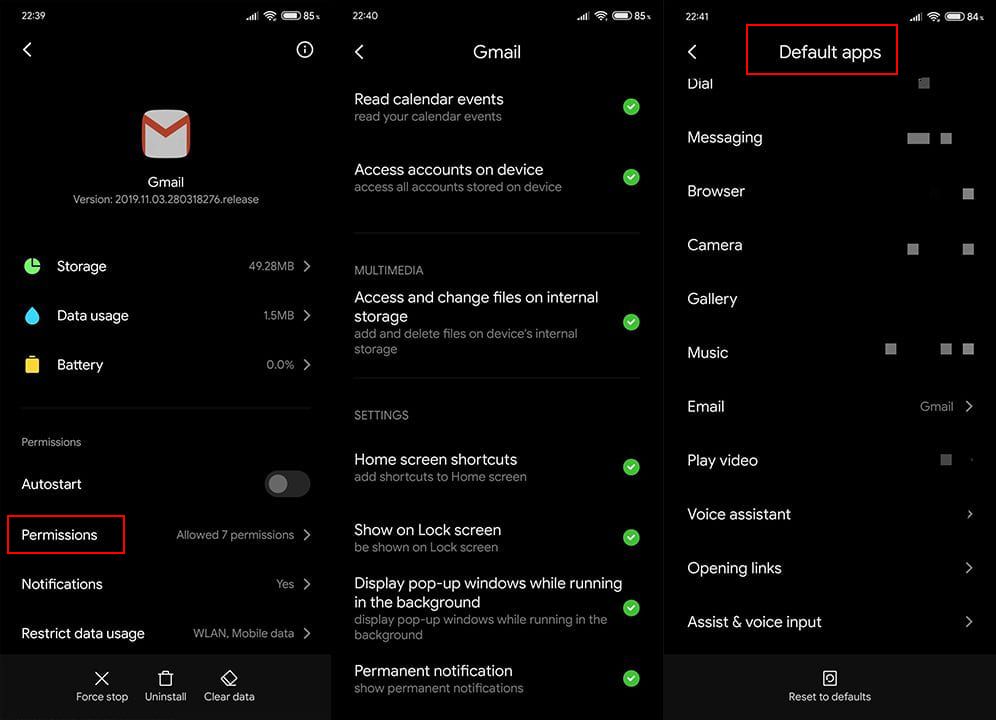 Allow Gmail with necessary permissions