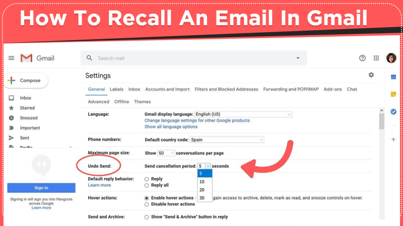 how to recall an email in gmail